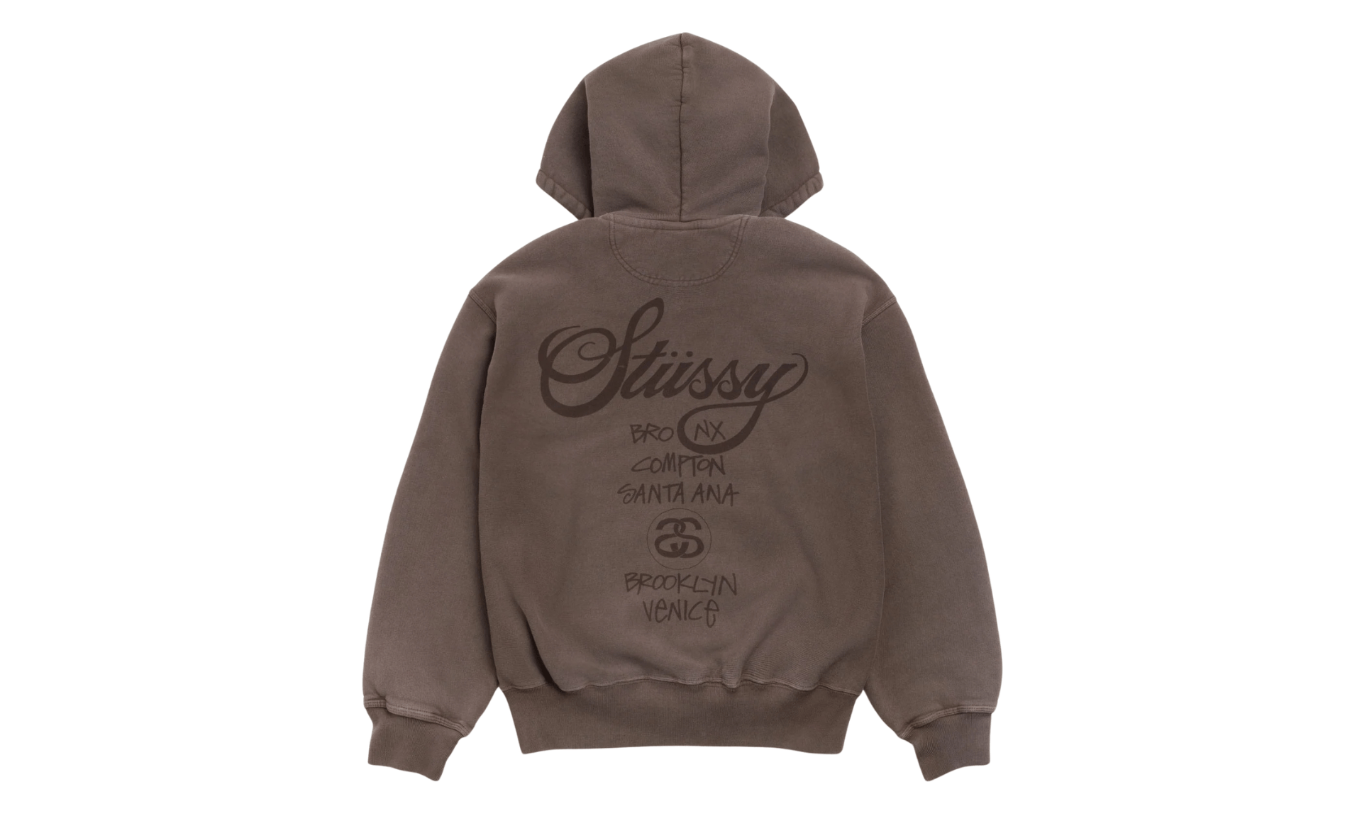 Stussy World Tour Zip Hoodie Faded Brown
