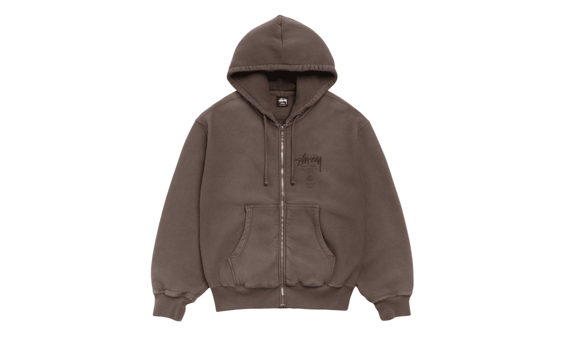Stussy World Tour Zip Hoodie Faded Brown | OVERCEZ