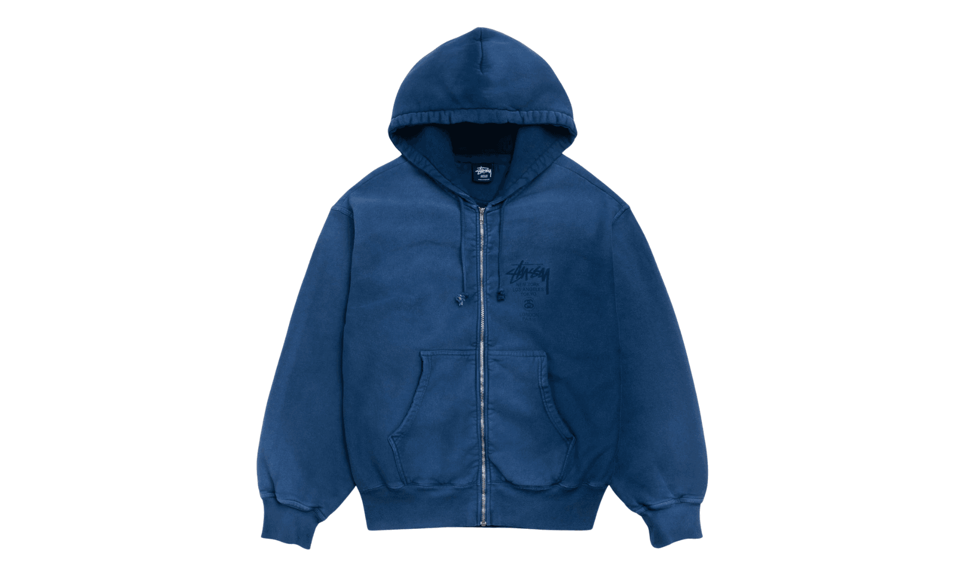 Stussy World Tour Zip Hoodie Faded Navy | OVERCEZ