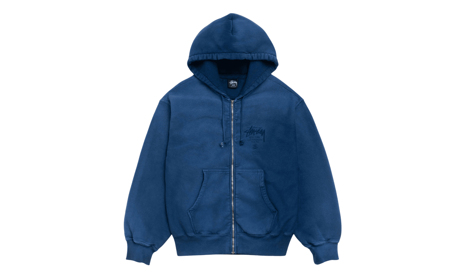 Stussy World Tour Zip Hoodie Faded Navy