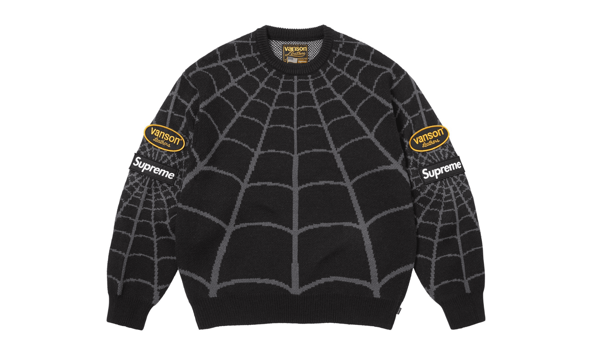 Supreme x Vanson Leathers Spider-Man Sweater Black