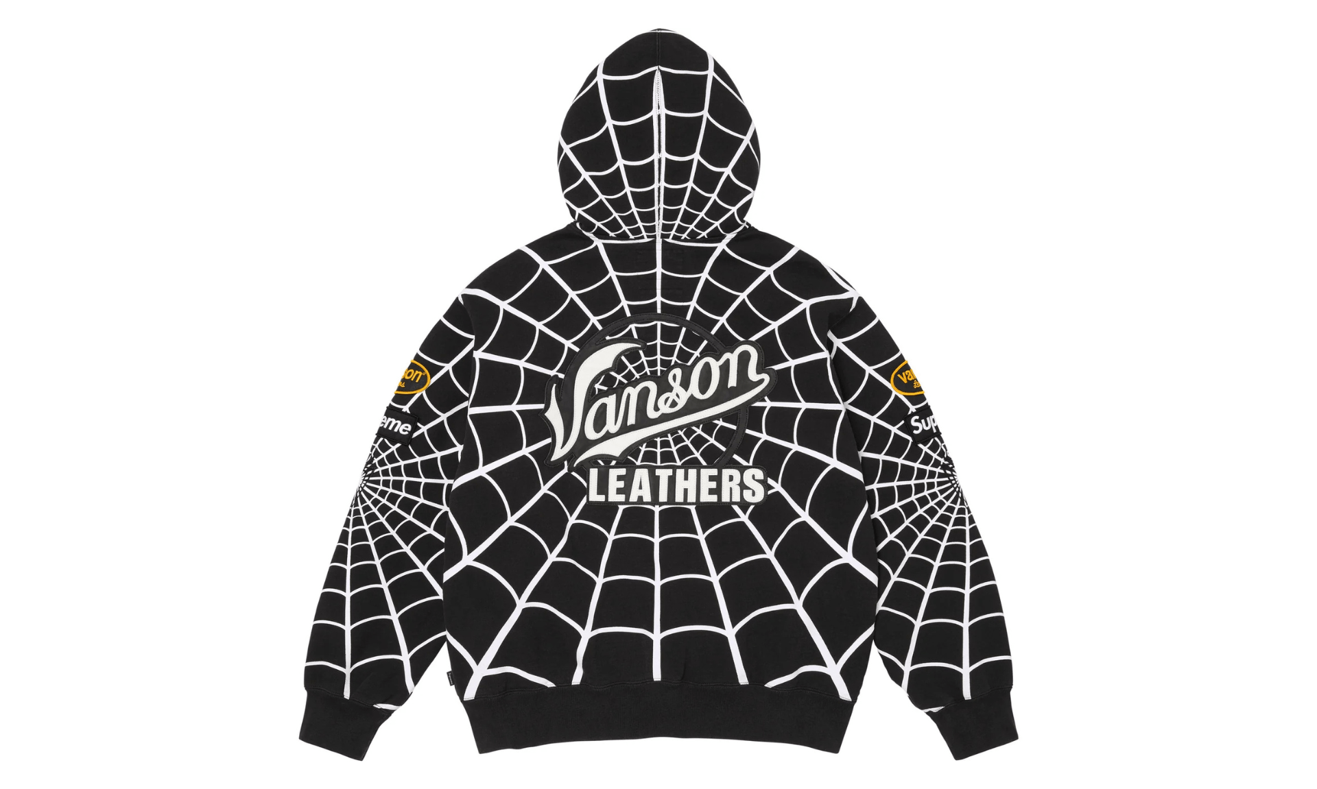 Supreme x Vanson Leathers Spider-Man Zip Up Hooded Sweatshirt Black