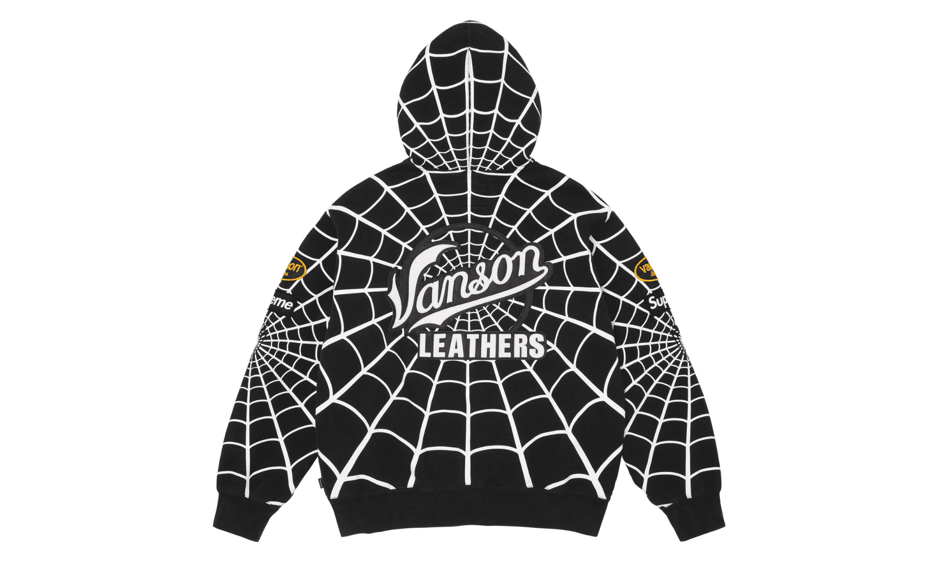 Supreme x Vanson Leathers Spider-Man Zip Up Hooded Sweatshirt Black | OVERCEZ
