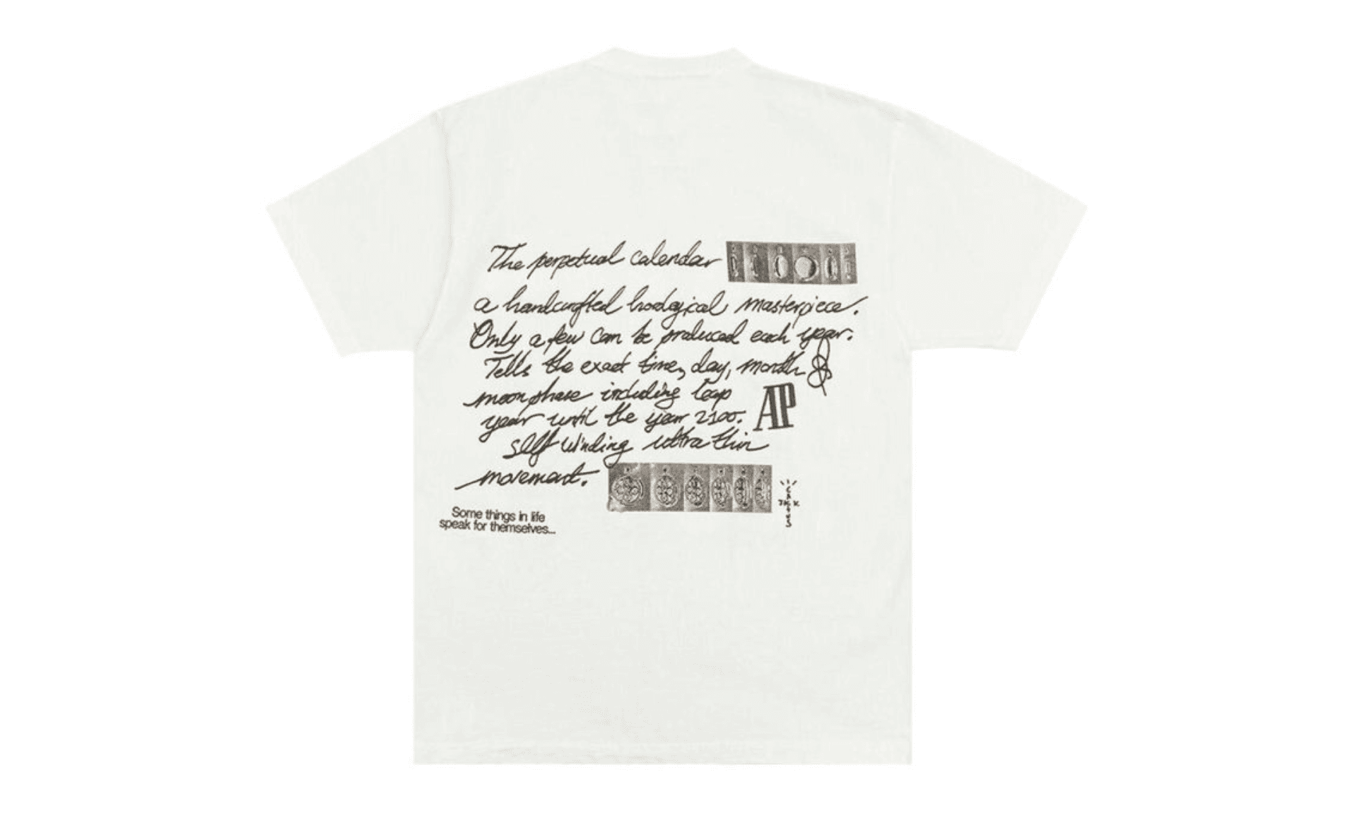 Travis Scott CJ x Audemars Piguet Perpetual Calendar Tee White | OVERCEZ