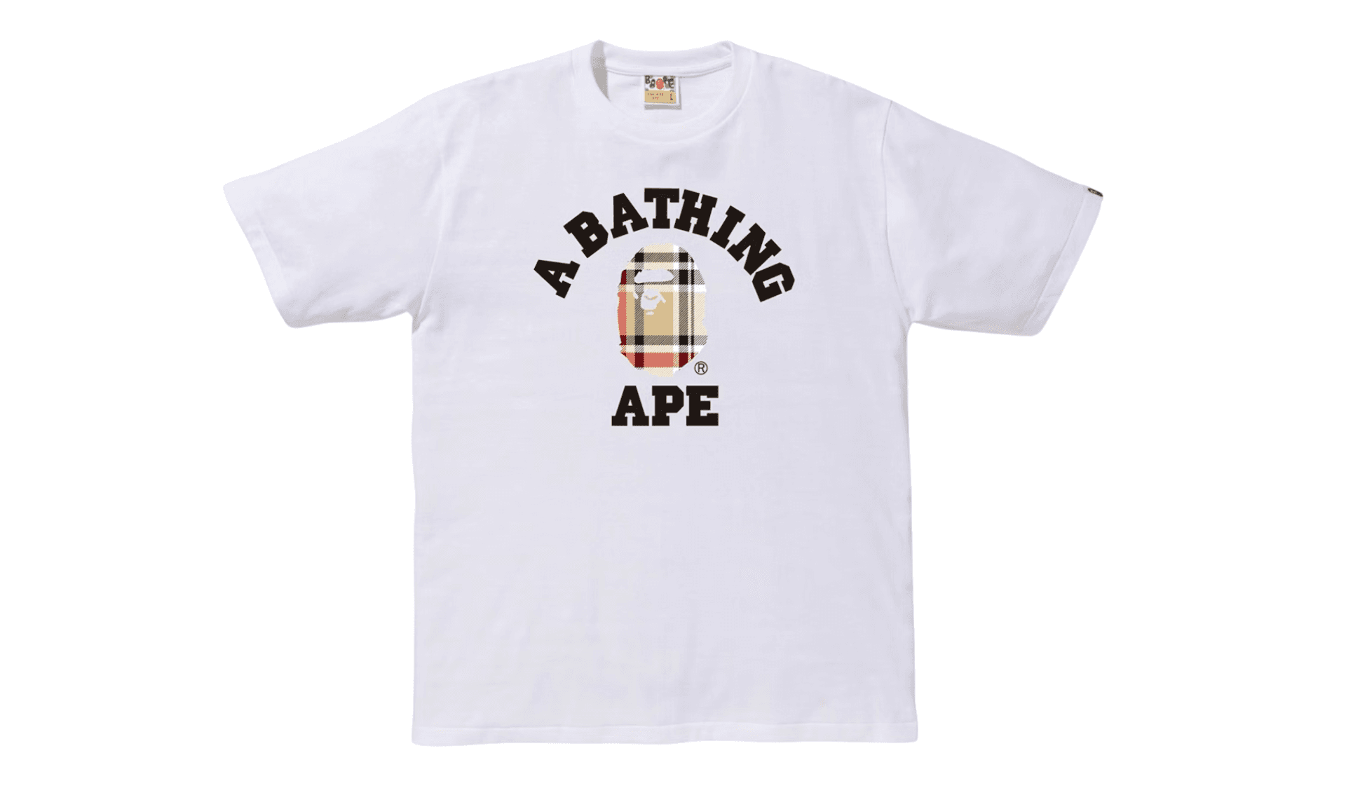 BAPE Check College Tee White Beige
