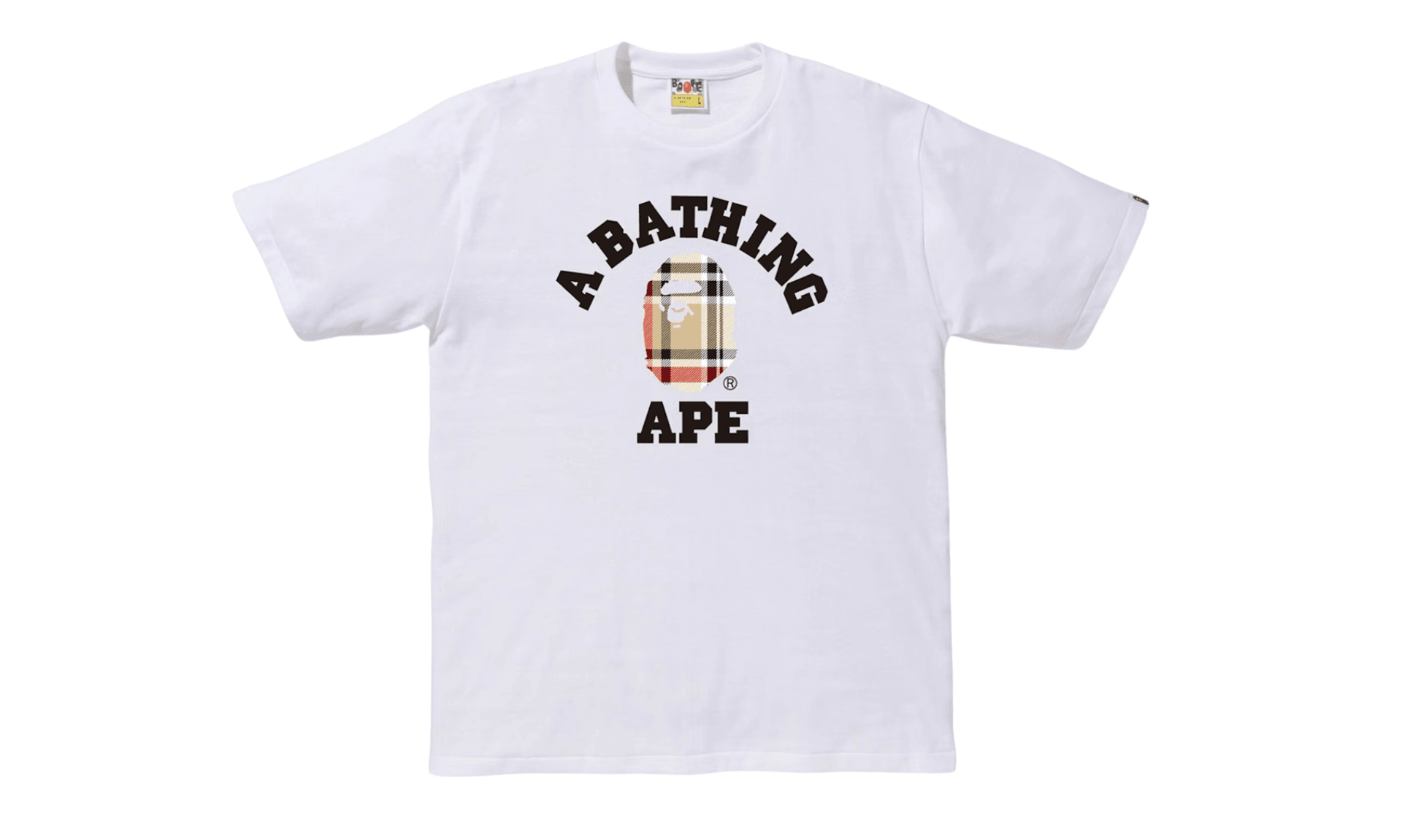 BAPE Check College Tee White Beige