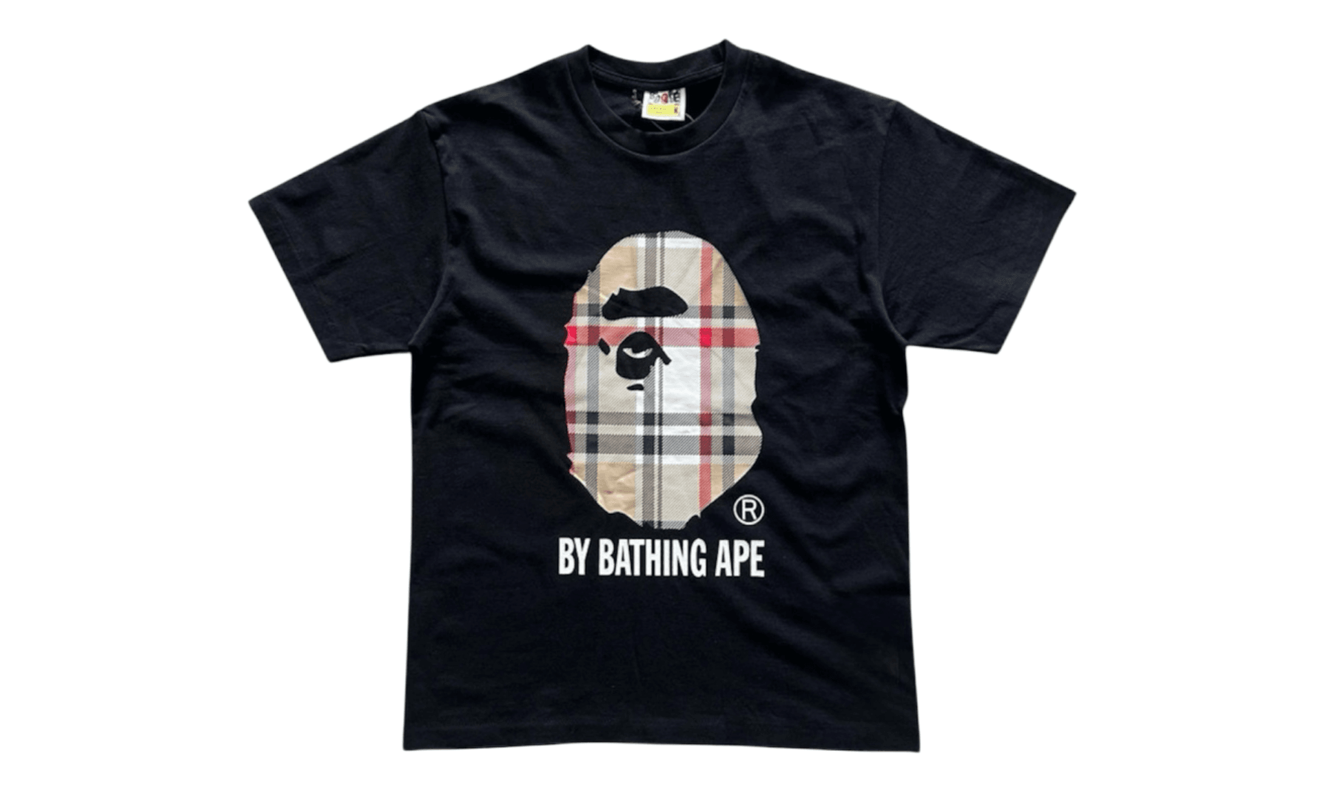 BAPE A Bathing Ape Check by Bathing Tee Black Beige