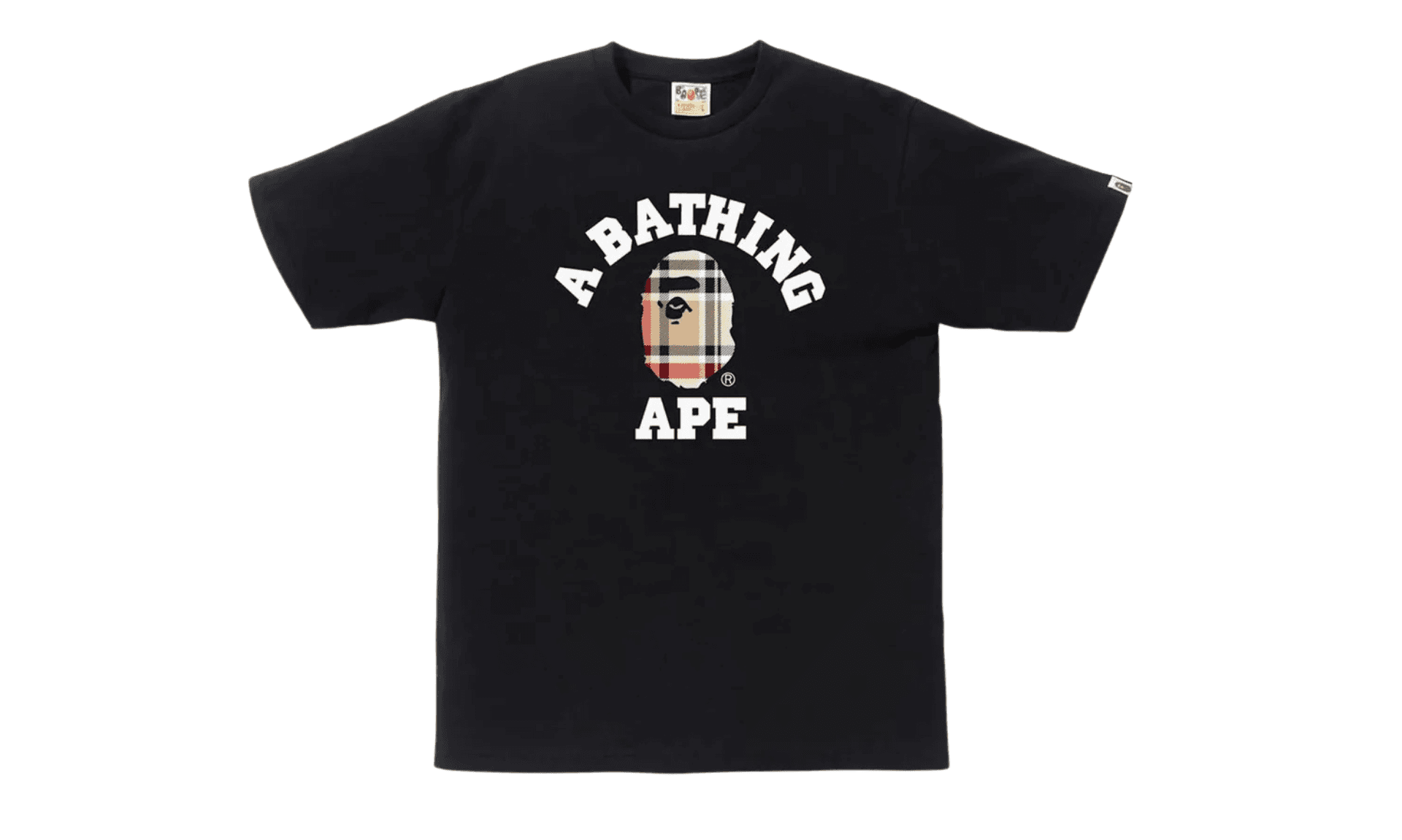 BAPE Check College Tee Black Beige