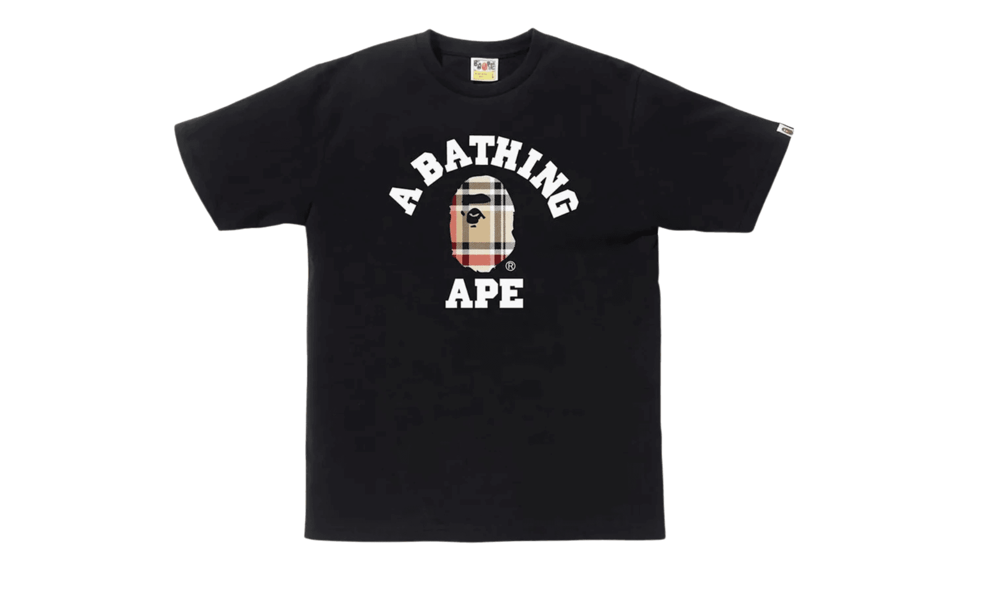 BAPE Check College Tee Black Beige