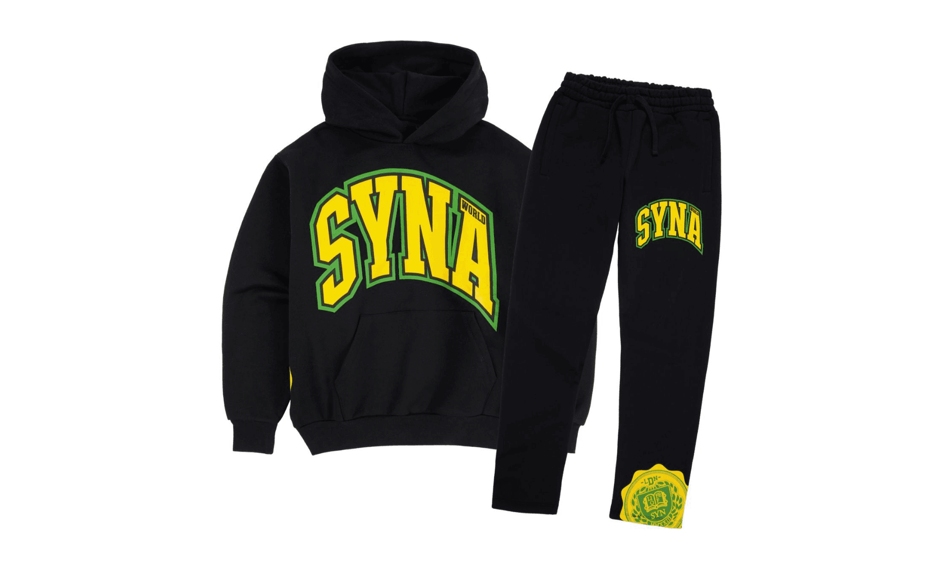 SynaWorld College Hood Tracksuit Black Yellow | OVERCEZ