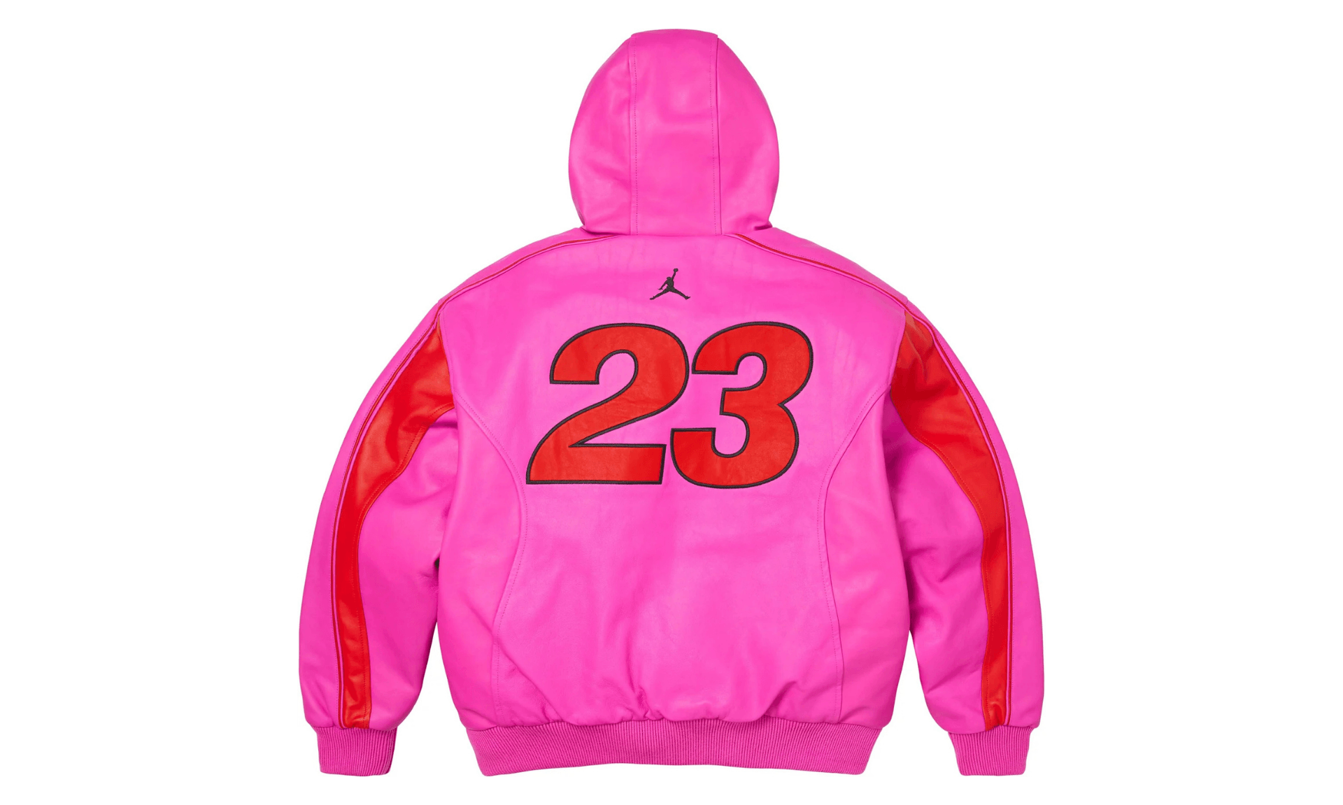 Supreme Jordan Hooded Leather Jacket Pink