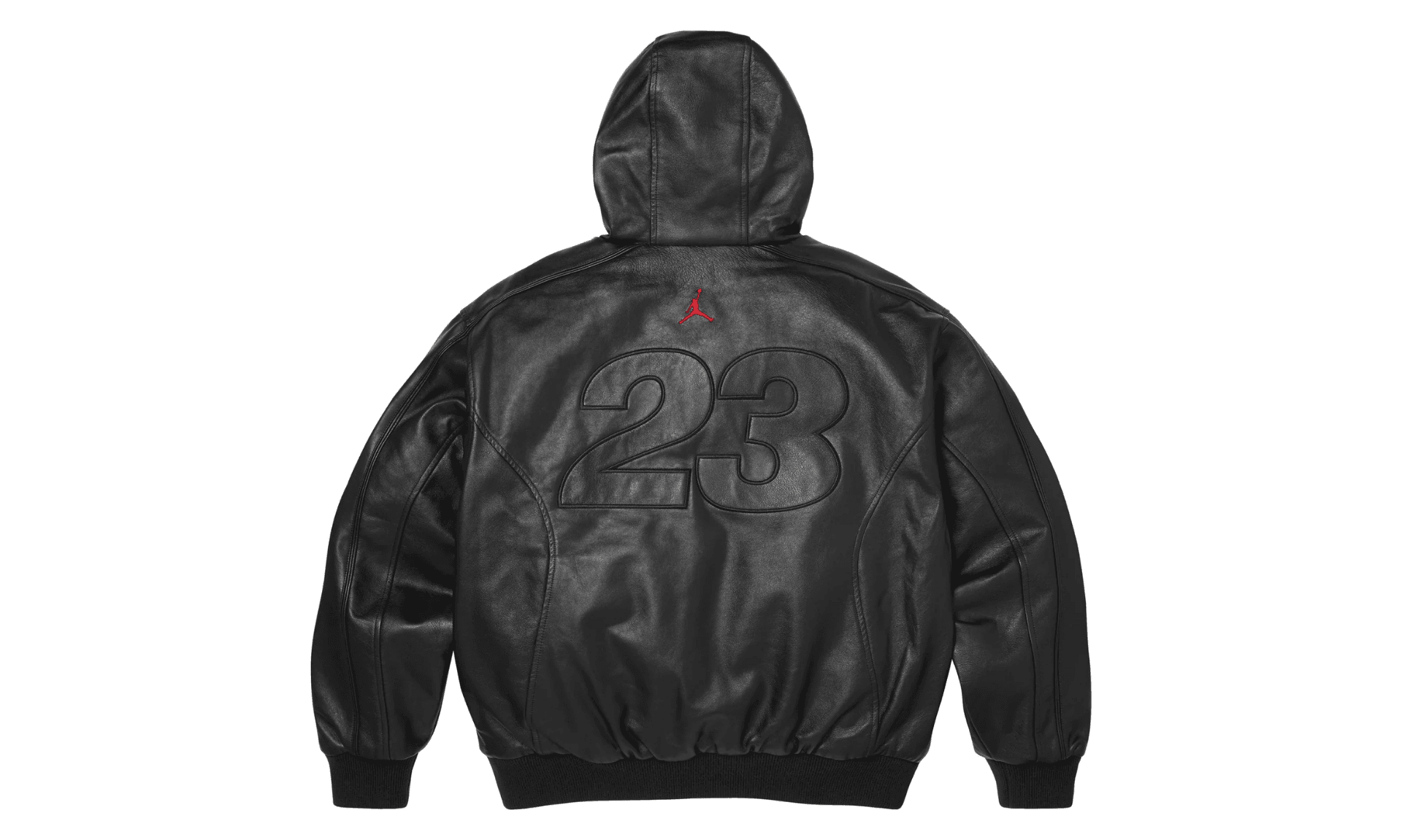 Supreme Jordan Hooded Leather Jacket Black | OVERCEZ