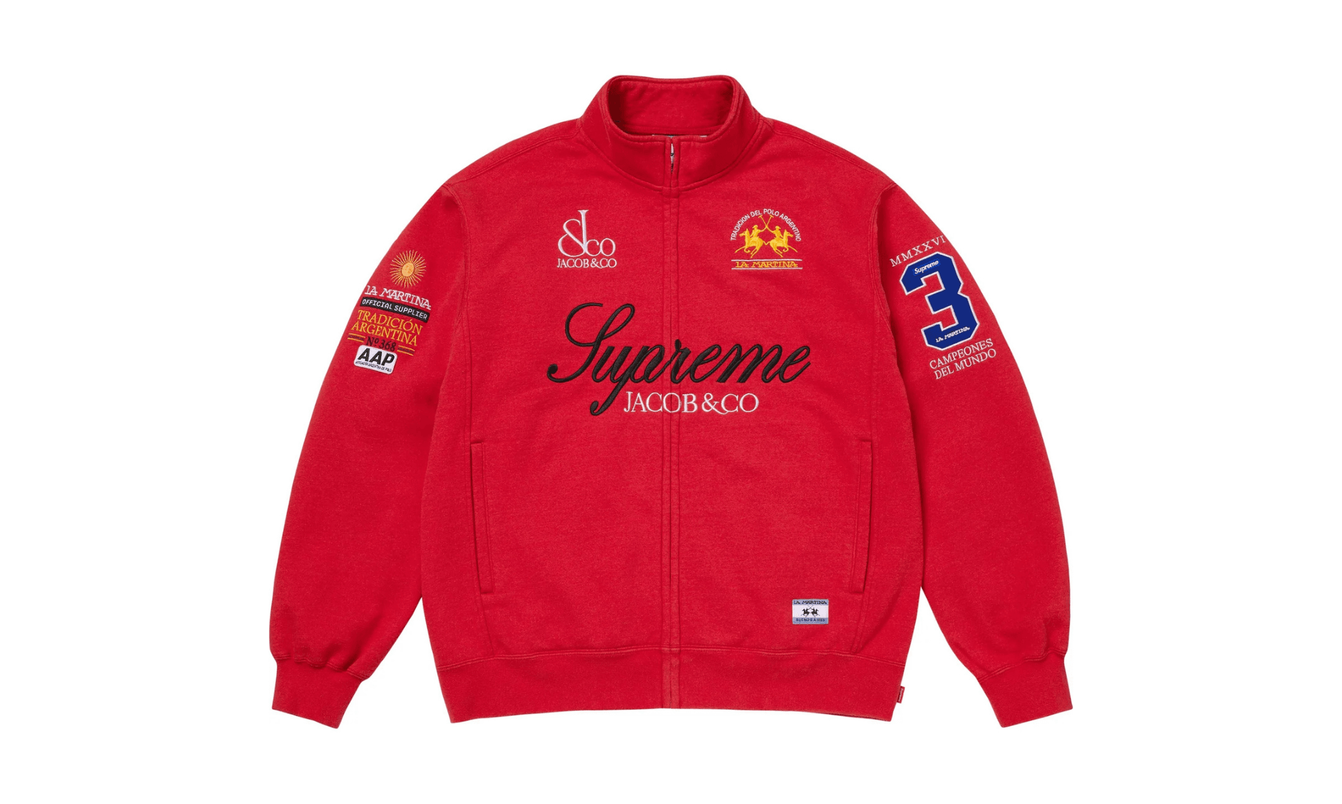 Supreme x La Martina x Jacob & Co Zip Up Sweatshirt Red