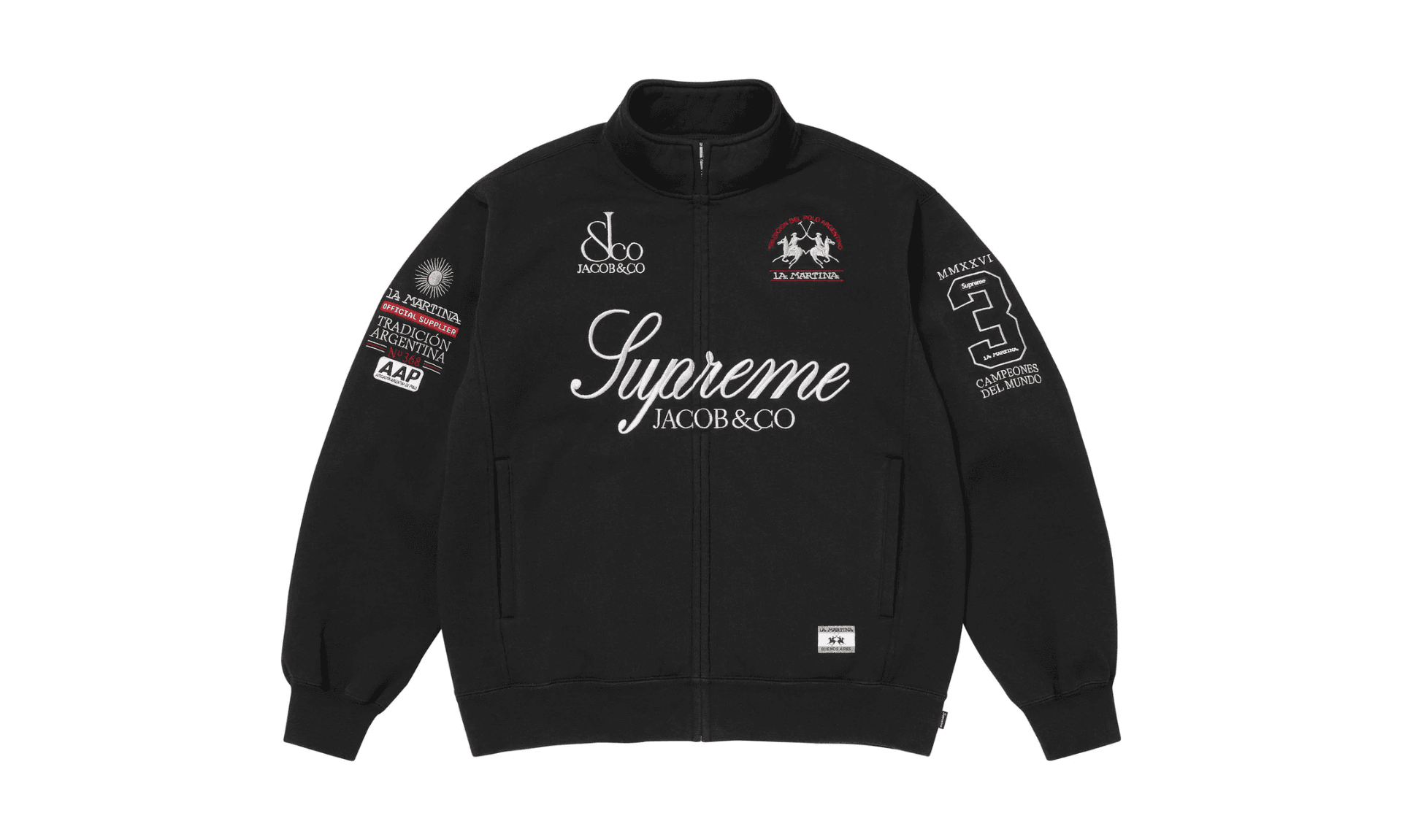 Supreme x La Martina x Jacob & Co Zip Up Sweatshirt Black | OVERCEZ