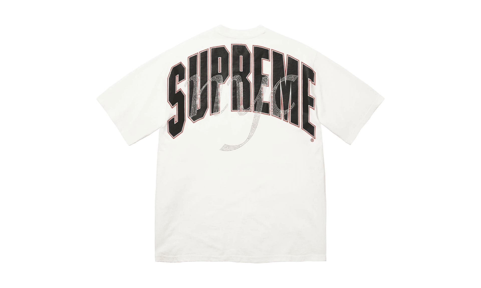 Supreme Rhinestone Script S/S Top White | OVERCEZ