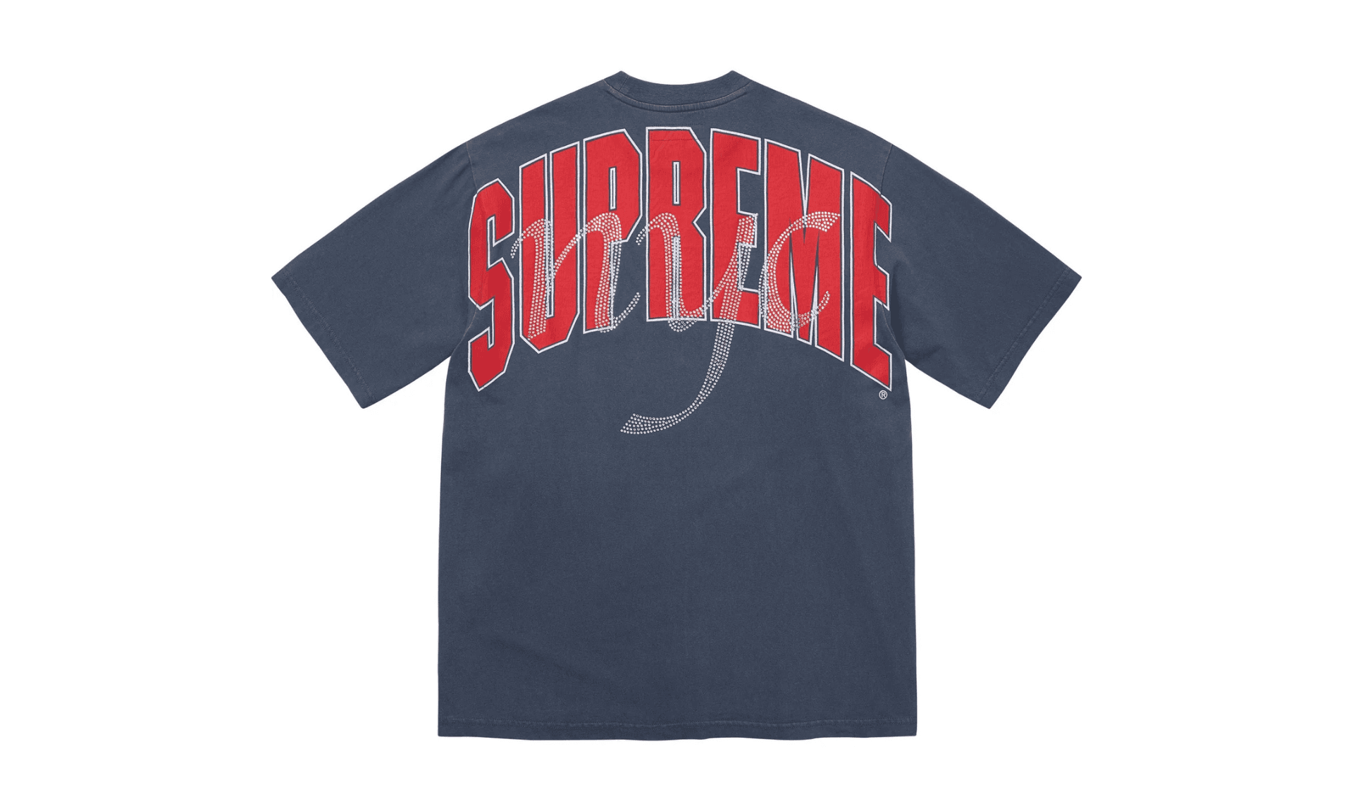 Supreme Rhinestone Script S/S Top Navy | OVERCEZ