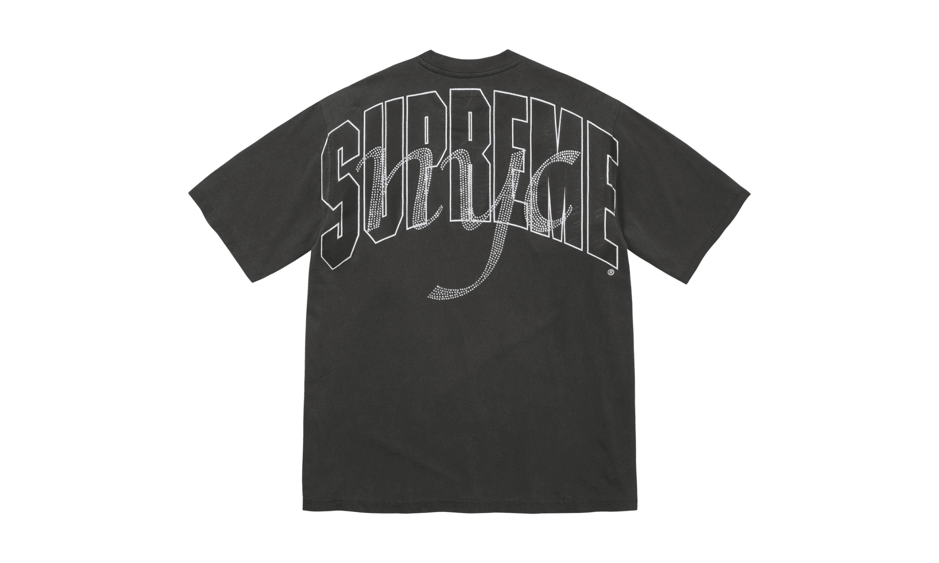 Supreme Rhinestone Script S/S Top Black | OVERCEZ