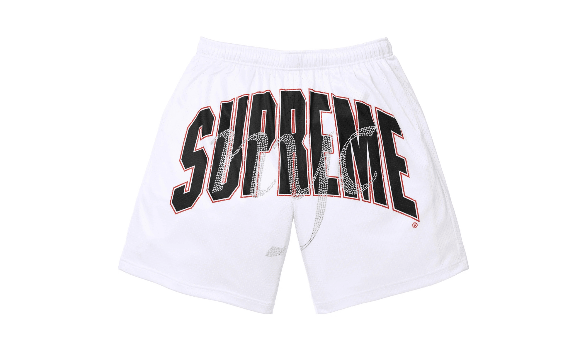 Supreme Rhinestone Mesh Short White