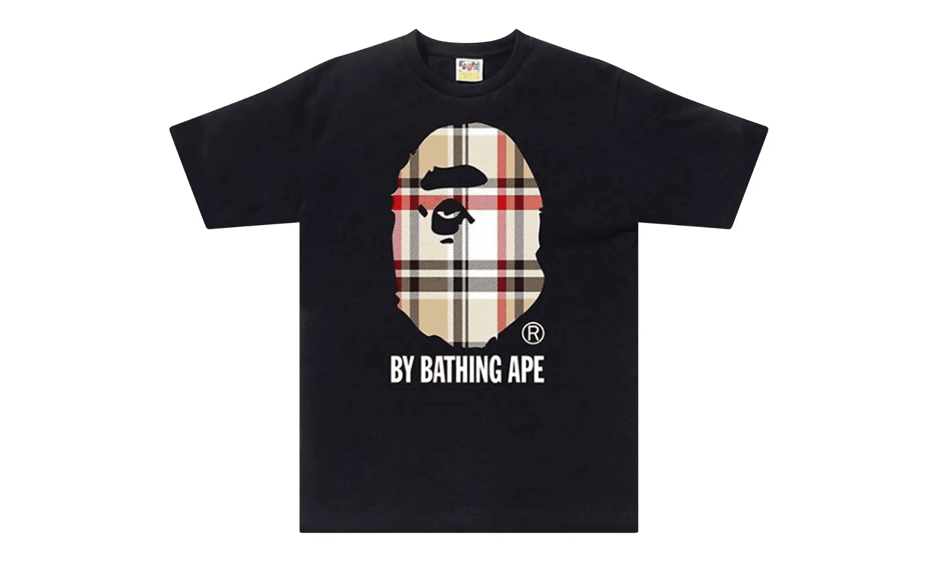 BAPE A Bathing Ape Check by Bathing Tee Black Beige