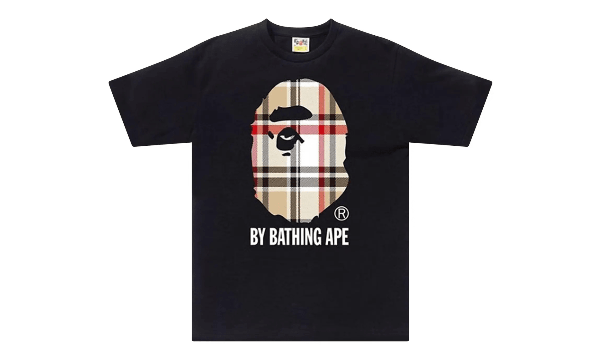 BAPE A Bathing Ape Check by Bathing Tee Black Beige