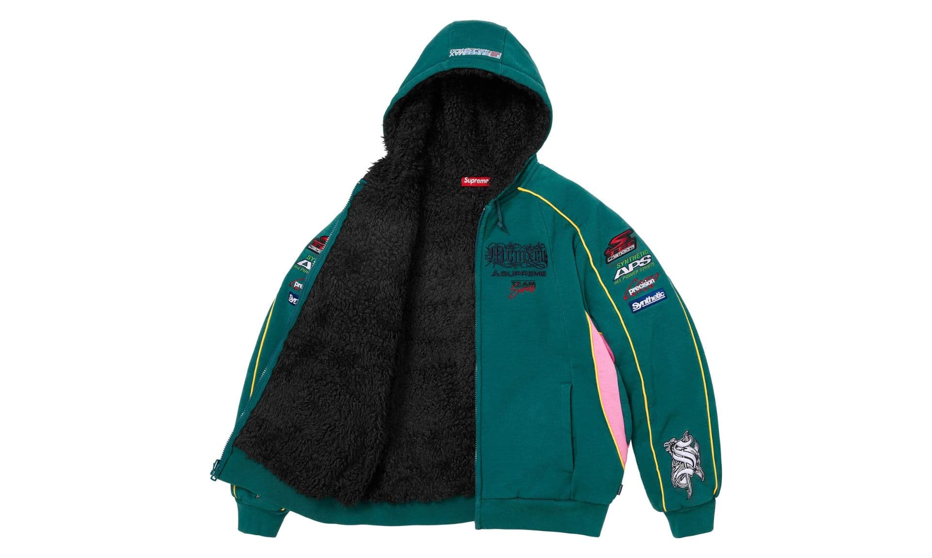 Supreme Racing Lined Zip Up Hooded Sweatshirt Dark Teal | OVERCEZ