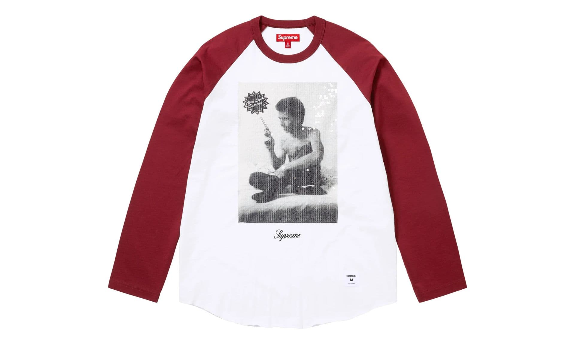 Supreme Larry Clark Sequin Raglan L/S Top Burgundy | OVERCEZ