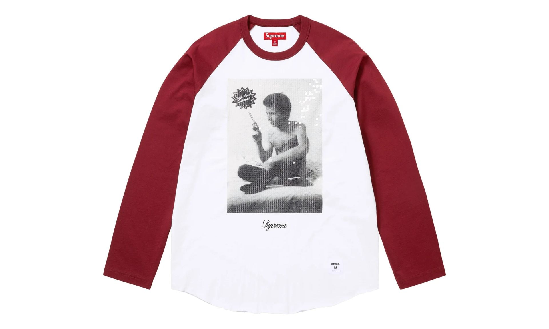 Supreme Larry Clark Sequin Raglan L/S Top Burgundy