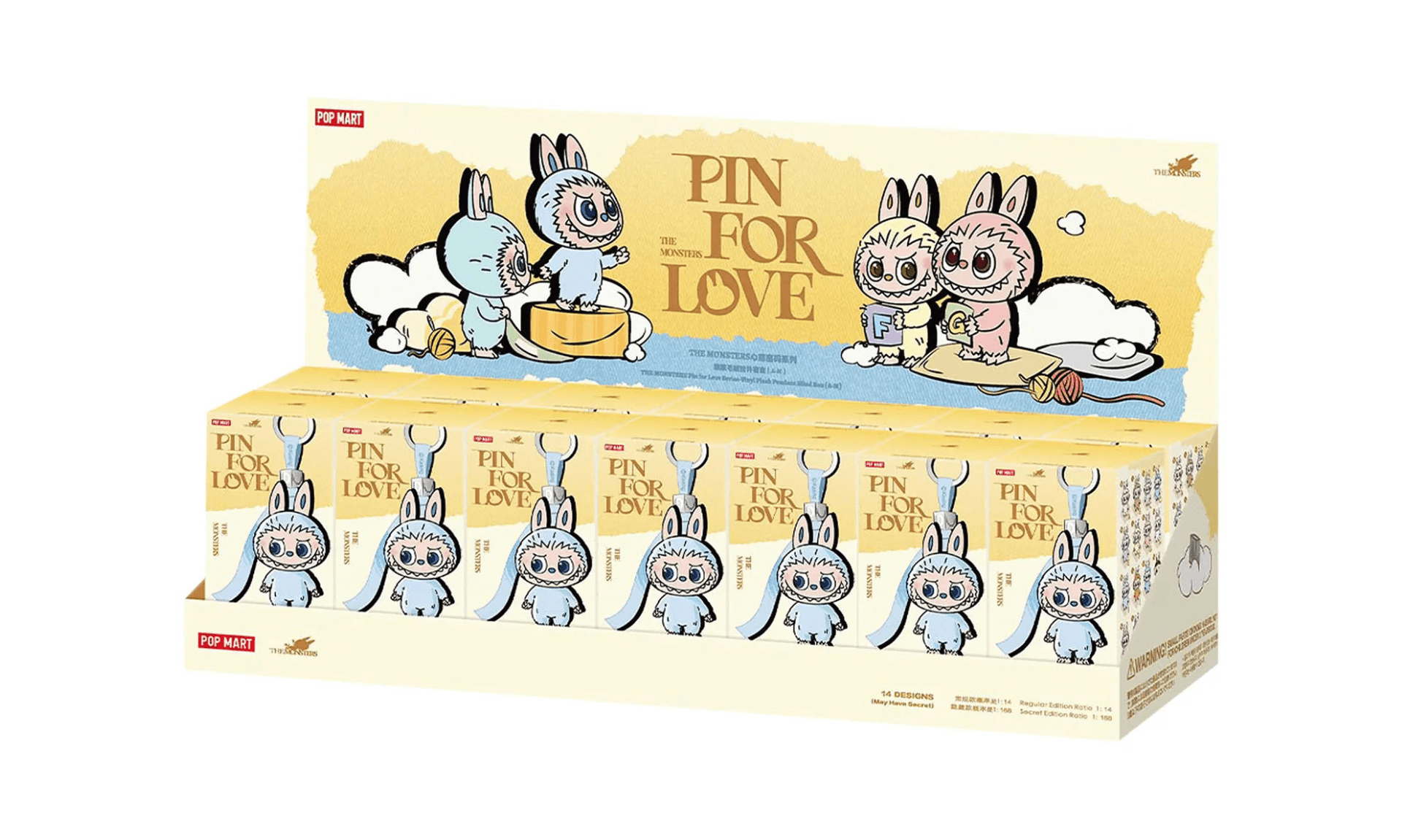 Pop Mart Labubu The Monsters Pin for Love Series Vinyl Plush Pendant (A-M) Sealed Case (Zestaw 14 Blind Box) | OVERCEZ