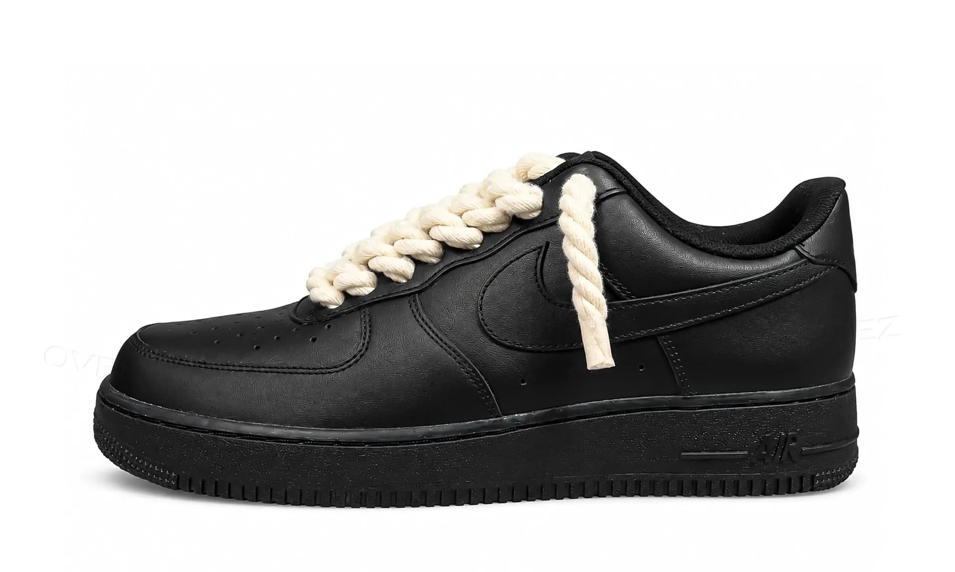 Nike Air Force 1 Low Black Rope Laces Beige