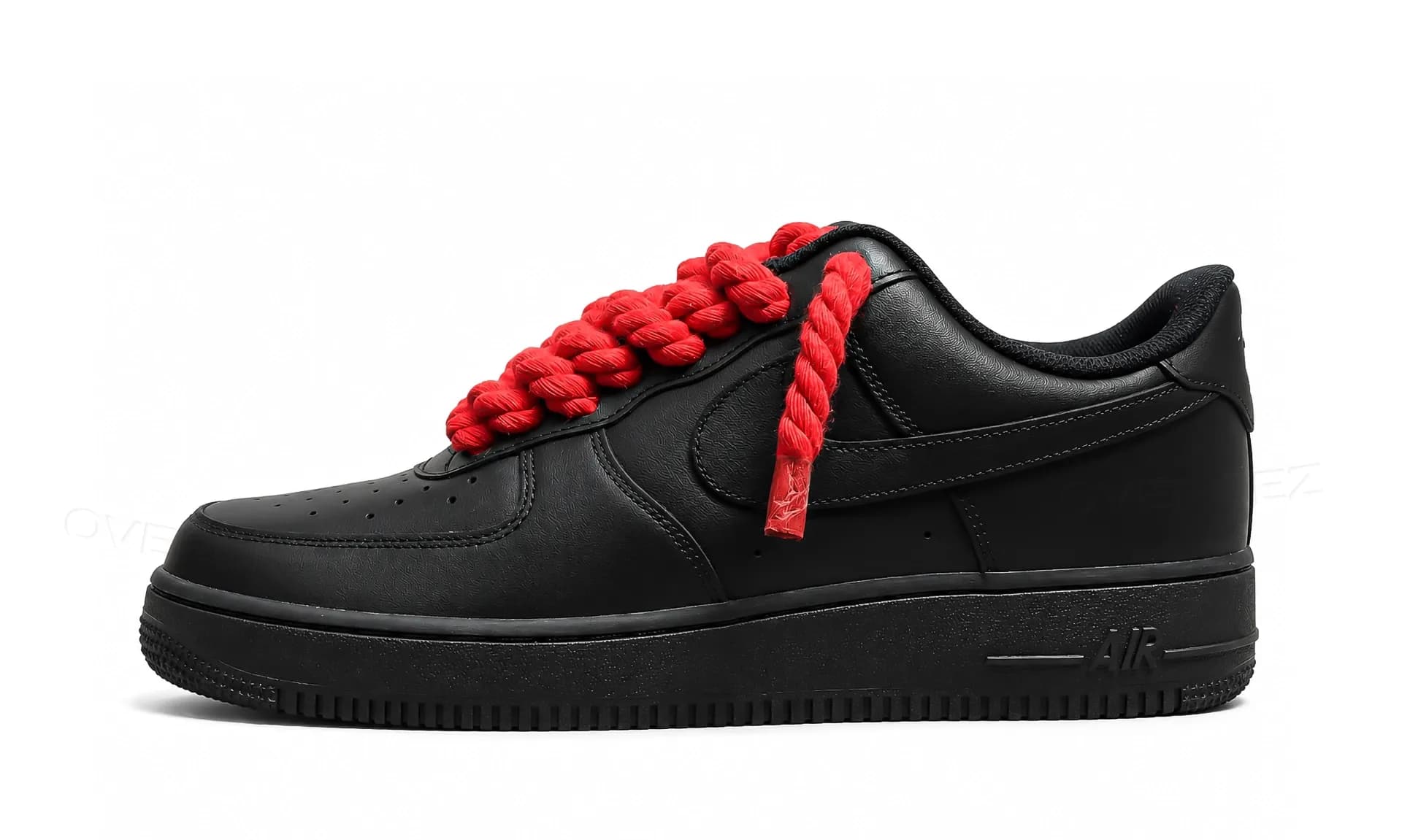Nike Air Force 1 Low Black Rope Laces Red