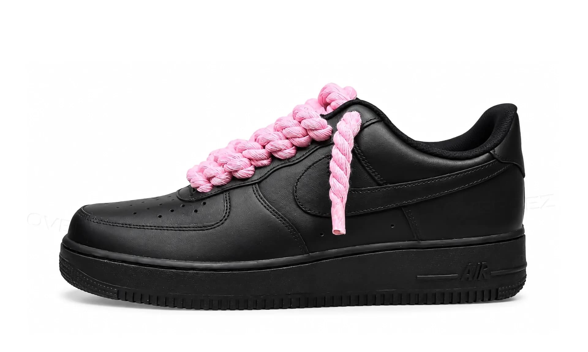 Nike Air Force 1 Low Black Rope Laces Light Pink