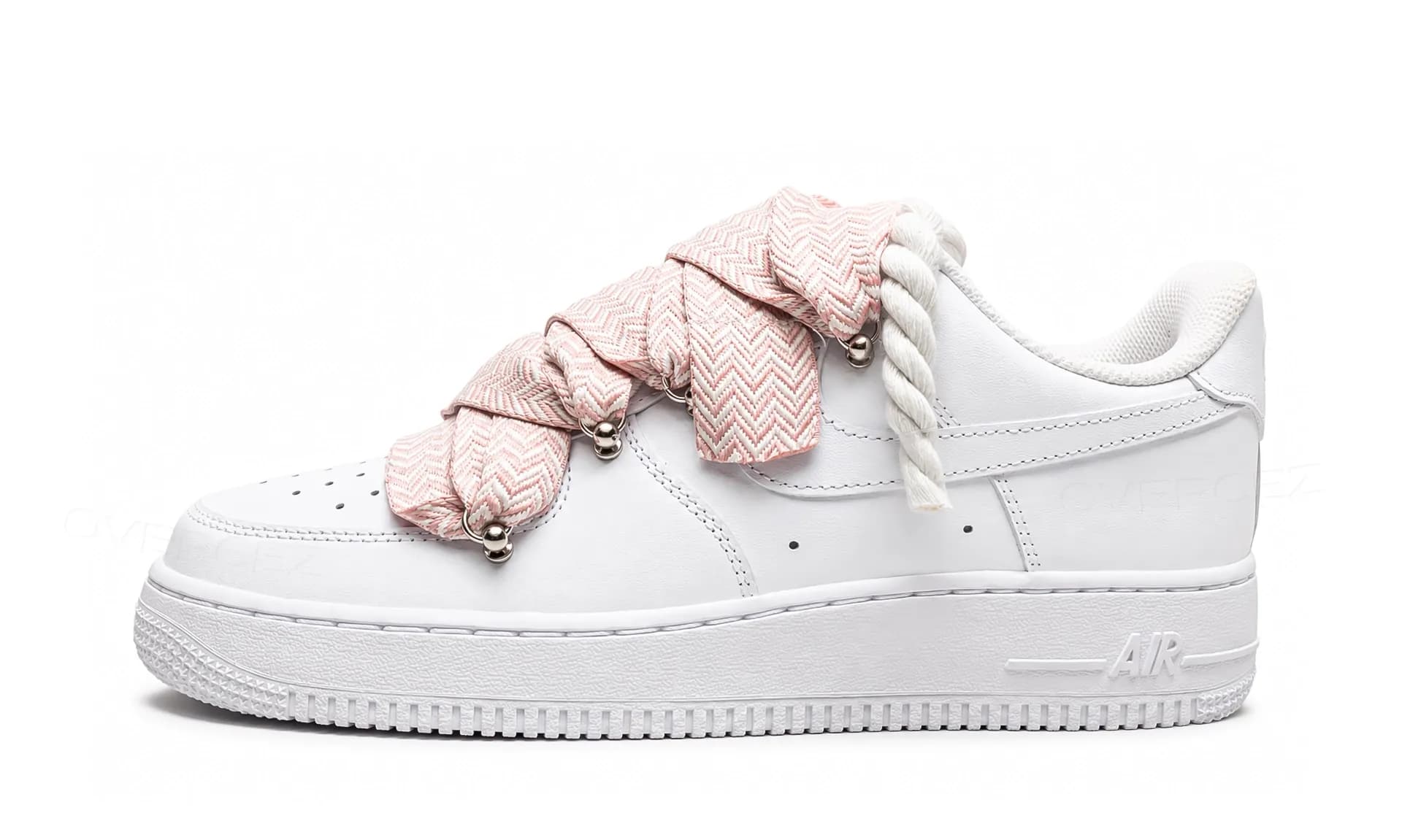 Nike Air Force 1 Low White Double Rope Laces Lanvin Pink