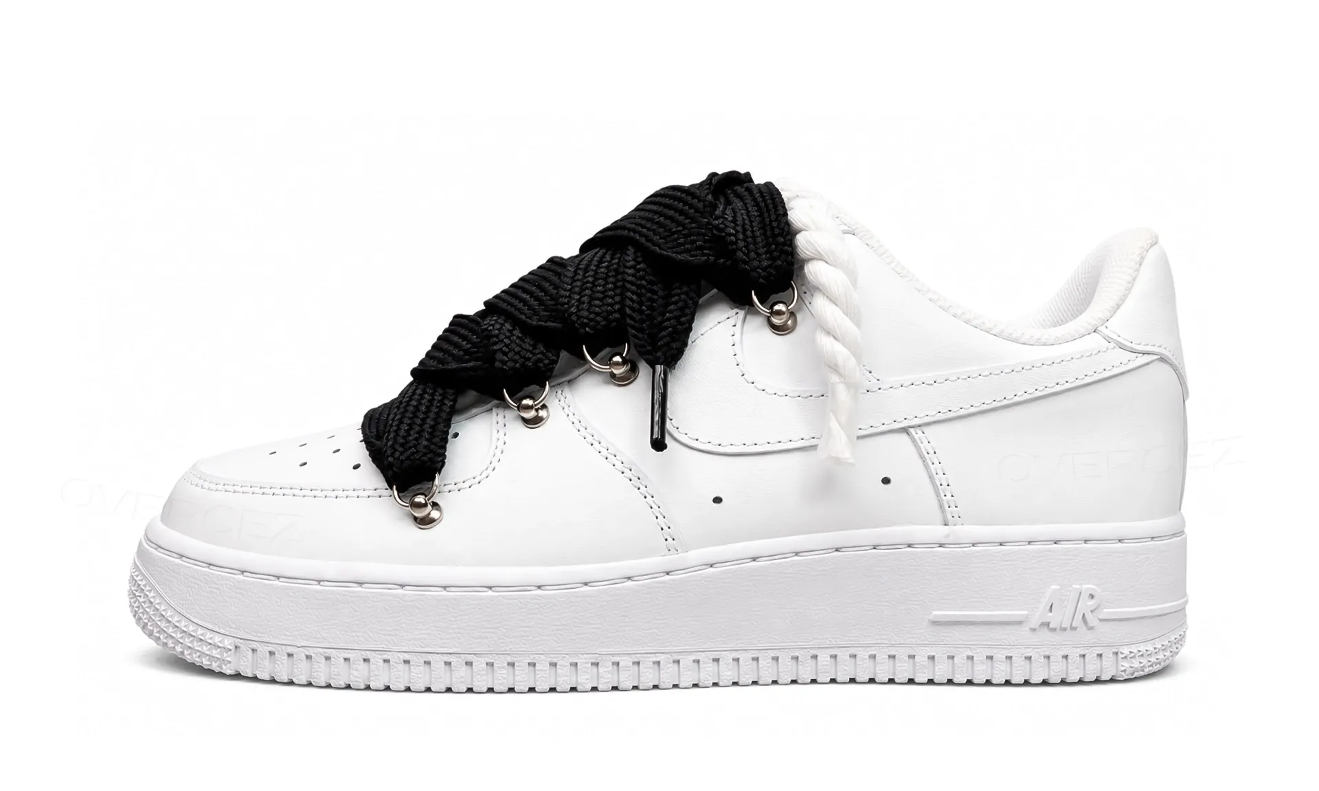 Nike Air Force 1 Low White Double Rope Laces Black