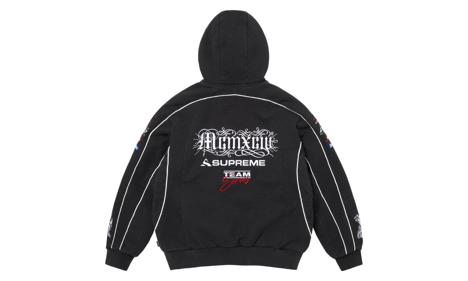 Supreme Racing Lined Zip Up Hooded Sweatshirt Black | OVERCEZ