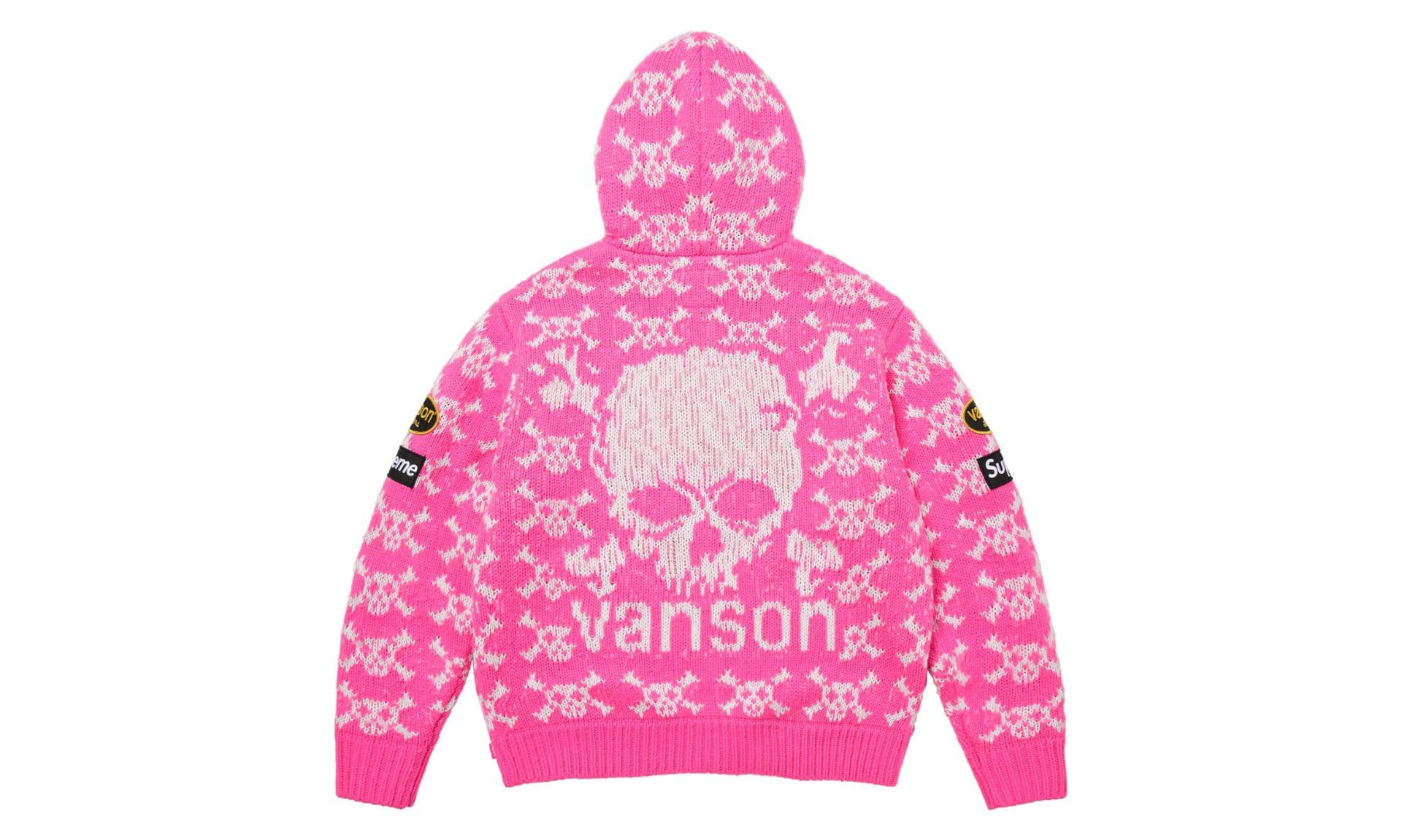 Supreme x Vanson Leathers Skull Zip Up Hooded Sweater Pink | OVERCEZ