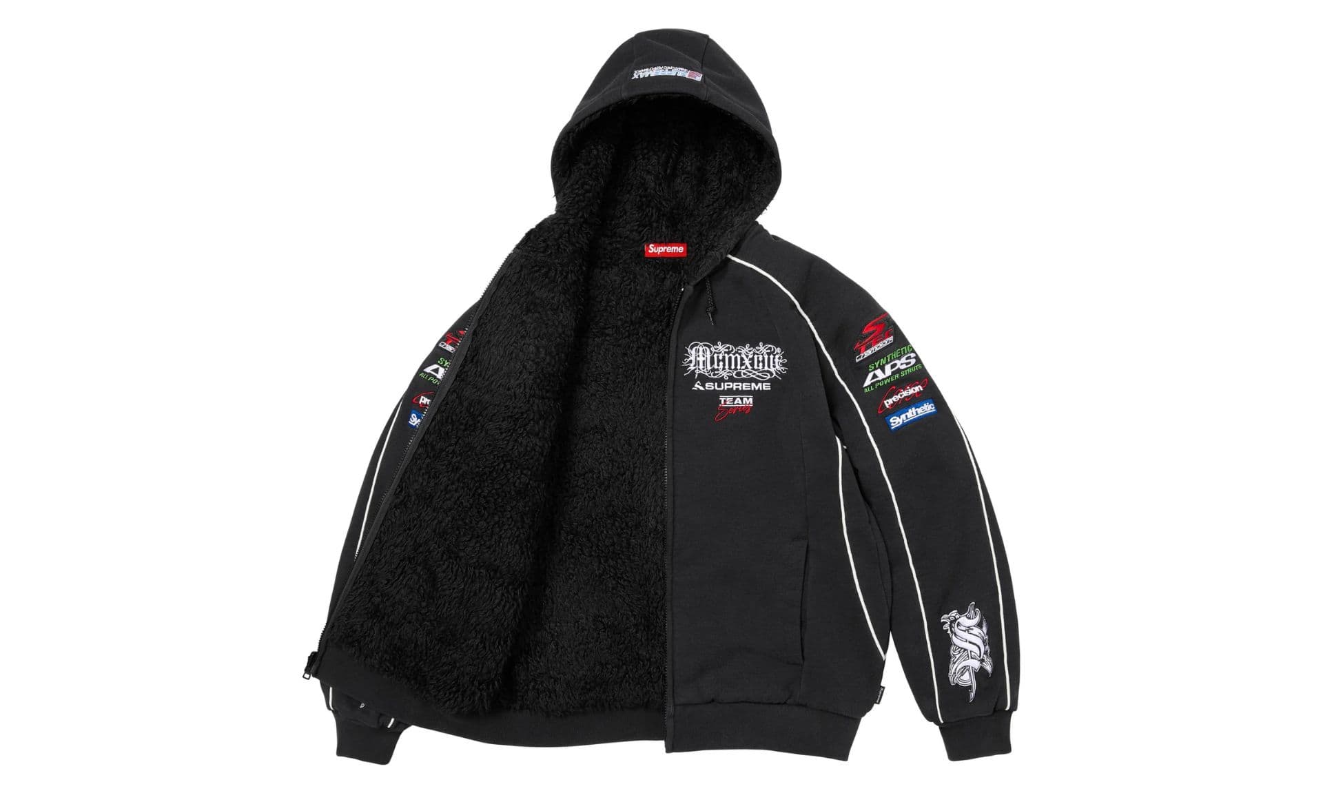 Supreme Racing Lined Zip Up Hooded Sweatshirt Black | OVERCEZ