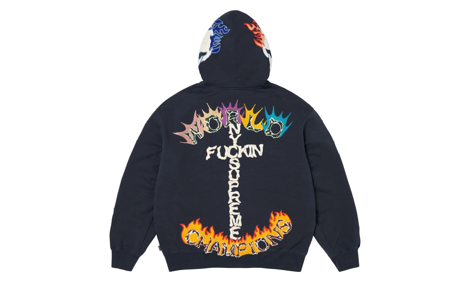 Supreme Fuck You Zip Up Hooded Sweatshirt Navy | OVERCEZ