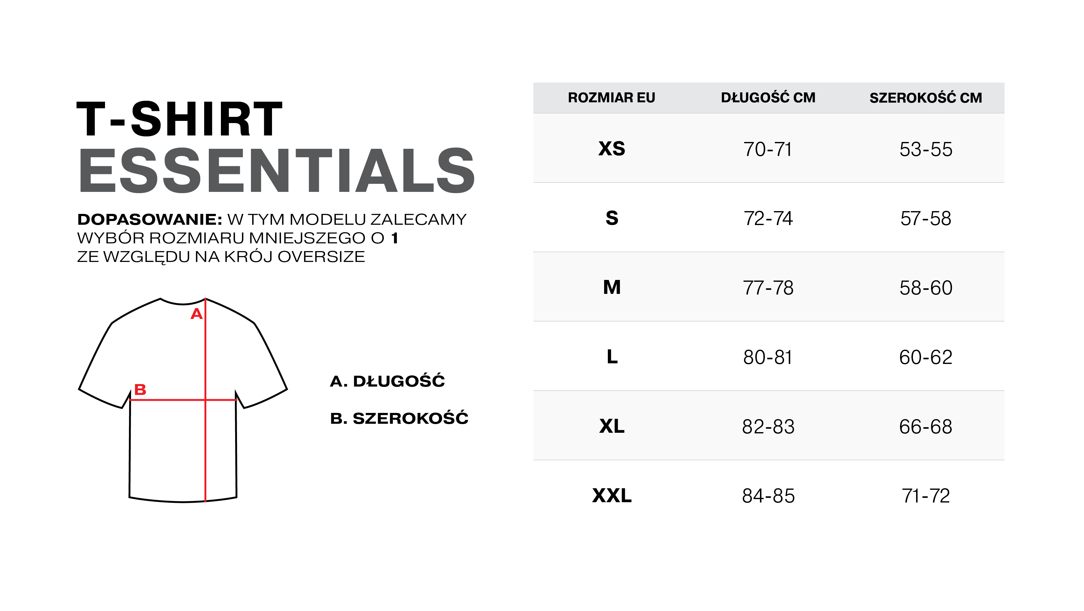 Tabela rozmiarów essentials-tshirt